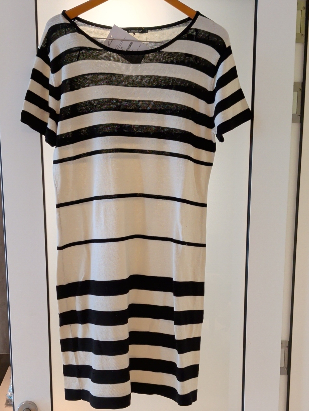 Black & White Striped Marimeko Knitted T-Shirt Dress